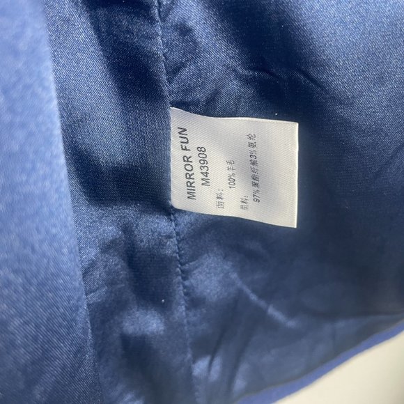 Mirror Fun Blue Wool Coat Size Medium Fall Spring - Picture 4 of 7